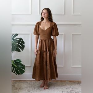 NWOT MILLE MAJA DRESS IN CARAMEL EYELET